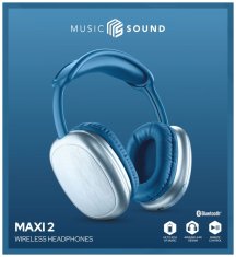 MUSICSOUND Bezdrátová sluchátka MUSIC SOUND MAXI2 s hlavovým mostem a mikrofonem, modrá