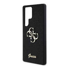 Guess Zadní kryt PU Fixed Glitter 4G Metal Logo pro Samsung Galaxy S25 Ultra Black