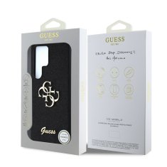 Guess Zadní kryt PU Fixed Glitter 4G Metal Logo pro Samsung Galaxy S25 Ultra Black