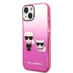 Karl Lagerfeld KLHCP14MTGKCP hard silikonové pouzdro iPhone 14 PLUS 6.7" pink Gradient Ikonik Karl & Choupette