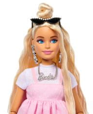 Mattel Panenka Barbie deluxe modelka #3, blond vlasy, šaty s mašlí HYV27