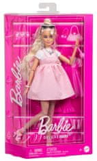 Mattel Panenka Barbie deluxe modelka #3, blond vlasy, šaty s mašlí HYV27