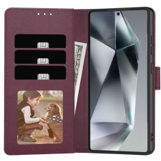 Tech-protect Wallet knížkové pouzdro na Samsung Galaxy S25, bordové