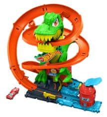 Hot Wheels City T-Rex útočí na hasičskou stanici herní set, angličák JBM73