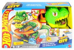 Hot Wheels City T-Rex útočí na hasičskou stanici herní set, angličák JBM73