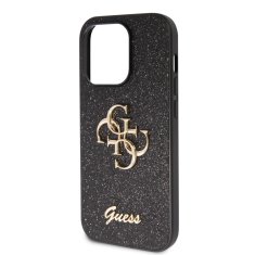 Guess  PU Fixed Glitter 4G Metal Logo Zadní Kryt pro iPhone 15 Pro Max Black