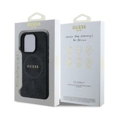 Guess Zadní kryt PU Leather 4G Colored Ring MagSafe pro iPhone 16 Pro Black