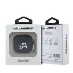 Karl Lagerfeld Pouzdro PU Embossed Karl and Choupette Heads pro AirPods 4 Black