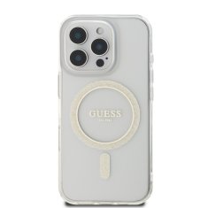 Guess Zadní kryt IML Glitter Ring MagSafe pro iPhone 16 Pro Transparent