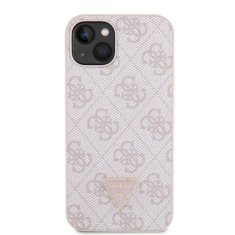 Guess  PU 4G Strass Triangle Metal Logo Zadní Kryt pro iPhone 15 Pink