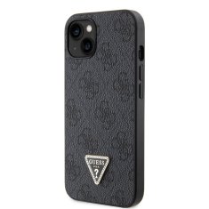 Guess  PU 4G Strass Triangle Metal Logo Zadní Kryt pro iPhone 15 Black