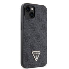 Guess  PU 4G Strass Triangle Metal Logo Zadní Kryt pro iPhone 15 Black