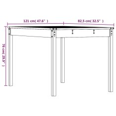 Vidaxl Zahradní stůl 121 x 82,5 x 76 cm masivní borové dřevo