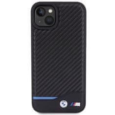 Bmw hard silikonové pouzdro iPhone 15 PLUS 6.7" black Leather Carbon