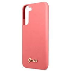 Guess GUHCS22MLSLMGFU hard silikonové pouzdro Samsung Galaxy S22 PLUS 5G fuchsia Silicone Script Metal Logo