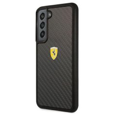 Ferrari FEHCS22SFCAK hard silikonové pouzdro Samsung Galaxy S22 5G Black On Track Real Carbon