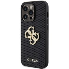 Guess hard silikonové pouzdro iPhone 15 PRO 6.1" black Perforated 4G Glitter