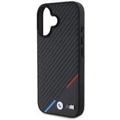 Bmw Hard obal na iPhone 16 6.1" BMW M MagSafe Carbon Tricolor Stripe Černé