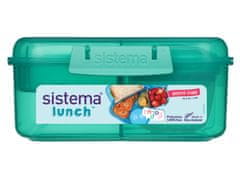 Sistema Sistema Lunch Tříkomorová krabička s nádobou na jogurt a 2 tácky 1,25 litru, mátová