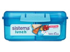 Sistema Sistema Lunch Tříkomorová krabička s nádobou na jogurt a 2 tácky 1,25 litru, modrá