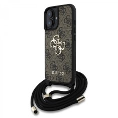 Guess Zadní kryt PU 4G Metal Logo Crossbody Popruh pro iPhone 16 Brown