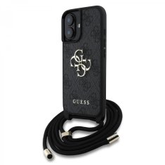 Guess Zadní kryt PU 4G Metal Logo Crossbody Popruh pro iPhone 16 Black