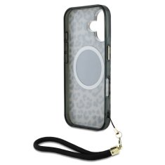 Guess Zadní kryt IML Leopard Triangle Logo Strap MagSafe pro iPhone 16 Brown