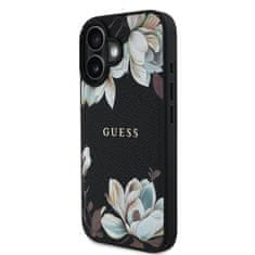 Guess Zadní kryt PU Grained Magnolia MagSafe pro iPhone 16 Black