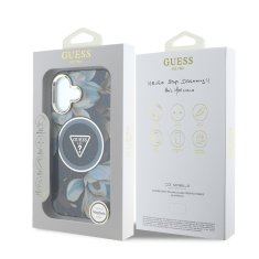 Guess Zadní kryt IML Glitter Magnolia and Triangle Logo MagSafe pro iPhone 16 Black