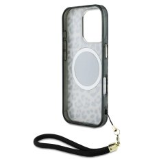 Guess Zadní kryt IML Leopard Triangle Logo Strap MagSafe pro iPhone 16 Pro Brown