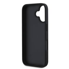 Guess Zadní kryt PU Grained 4G Metal Logo pro iPhone 16 Black