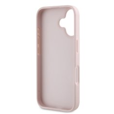 Guess Zadní kryt PU Grained 4G Metal Logo pro iPhone 16 Pink