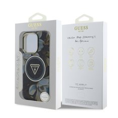 Guess Zadní kryt IML Glitter Magnolia and Triangle Logo MagSafe pro iPhone 16 Pro Max Black