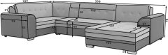 Rohová rozkládací sedací souprava DAMARIO 338 cm Monolith 84/Monolith 63 šedá levá