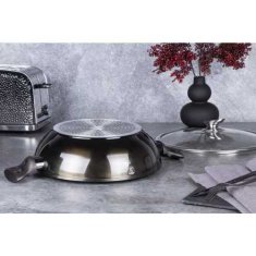 Berlingerhaus Wok pánev s poklicí s mramorovým povrchem BH-7115 30 cm Shiny Black Edition