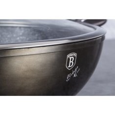 Berlingerhaus Wok pánev s poklicí s mramorovým povrchem BH-7115 30 cm Shiny Black Edition