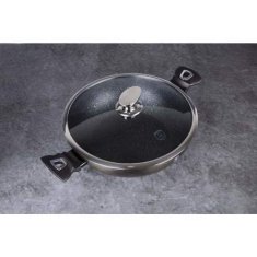 Berlingerhaus Wok pánev s poklicí s mramorovým povrchem BH-7115 30 cm Shiny Black Edition