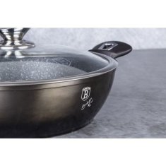 Berlingerhaus Wok pánev s poklicí s mramorovým povrchem BH-7115 30 cm Shiny Black Edition