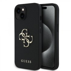 Guess Zadní kryt PU Grained 4G Metal Logo pro iPhone 14 Black