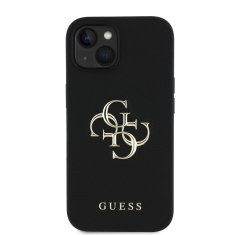 Guess Zadní kryt PU Grained 4G Metal Logo pro iPhone 14 Black