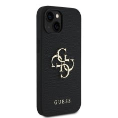 Guess Zadní kryt PU Grained 4G Metal Logo pro iPhone 14 Black