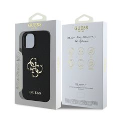 Guess Zadní kryt PU Grained 4G Metal Logo pro iPhone 13 Black