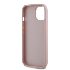 Guess Zadní kryt PU Grained 4G Metal Logo pro iPhone 15 Pink