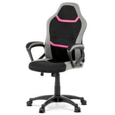 Autronic Kancelářská židle Kancelářská a herní židle, potah růžová, šedá a černá látka, houpací mechanismus (KA-L611 PINK)