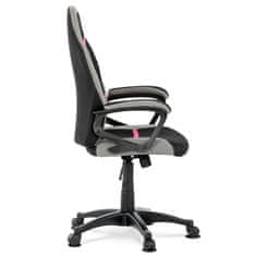 Autronic Kancelářská židle Kancelářská a herní židle, potah růžová, šedá a černá látka, houpací mechanismus (KA-L611 PINK)