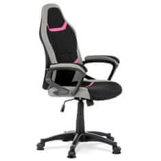 Autronic Kancelářská židle Kancelářská a herní židle, potah růžová, šedá a černá látka, houpací mechanismus (KA-L611 PINK)