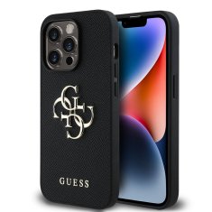 Guess Zadní kryt PU Grained 4G Metal Logo pro iPhone 13 Pro Black