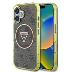 Guess Zadní kryt IML 4G Glitter and Triangle Logo MagSafe pro iPhone 16 Brown