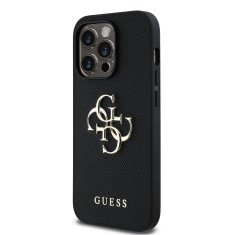 Guess Zadní kryt PU Grained 4G Metal Logo pro iPhone 13 Pro Black