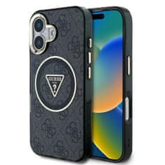 Guess Zadní kryt IML 4G Glitter and Triangle Logo MagSafe pro iPhone 16 Black